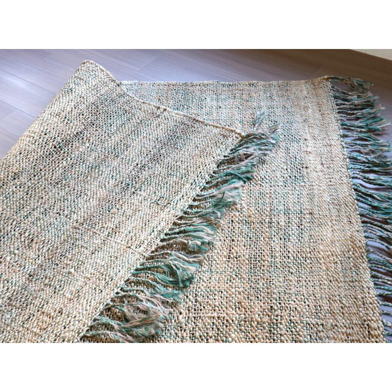 【ニラ】手織りジュートラグ ベージュ 240x240cm 正方形 ジュートラグ 手織り 天然繊維 麻 170x120cm ベージュxグレーx