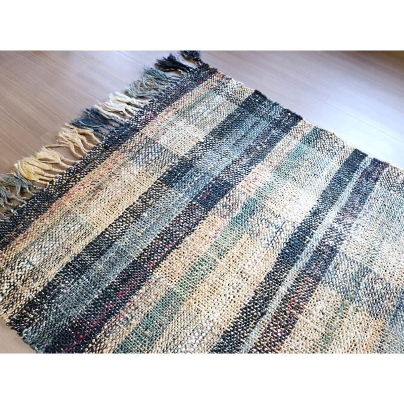 ジュートラグ 手織り　天然繊維　麻　 170x120cm ブラックストライプ | ブランド登録なし | 02