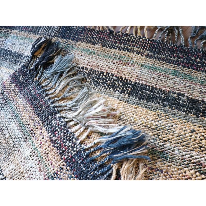 ジュートラグ 手織り　天然繊維　麻　 170x120cm ブラックストライプ | ブランド登録なし | 06