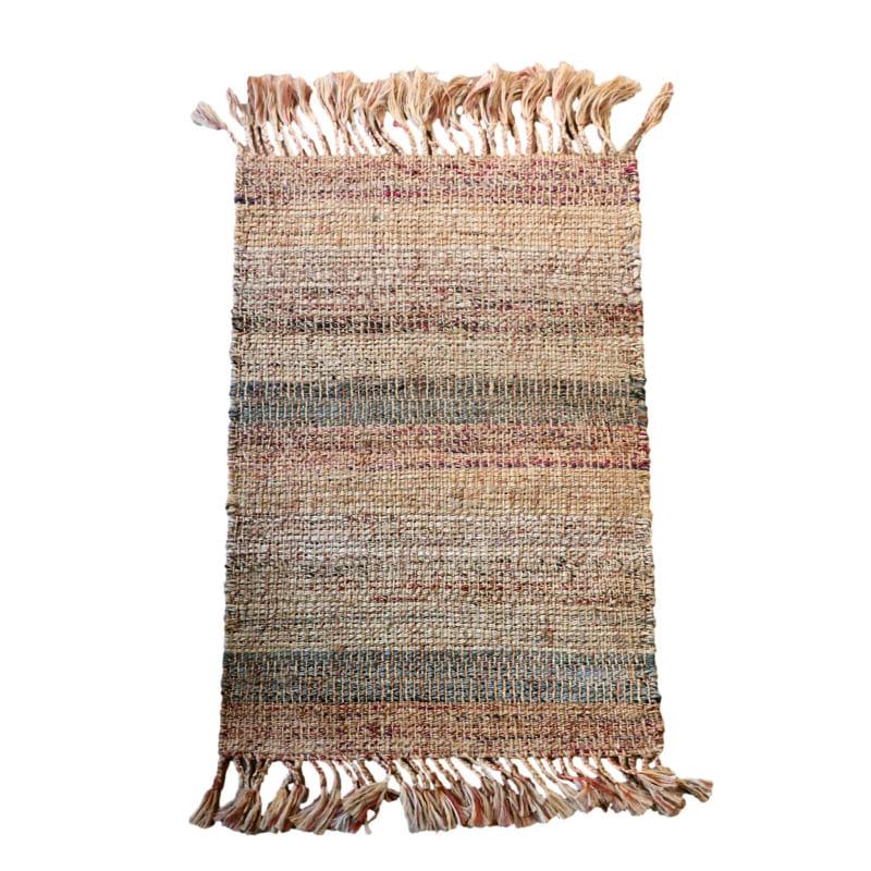 ジュートラグ 手織り　天然繊維　麻　 120x80cm ベージュストライプ | ブランド登録なし