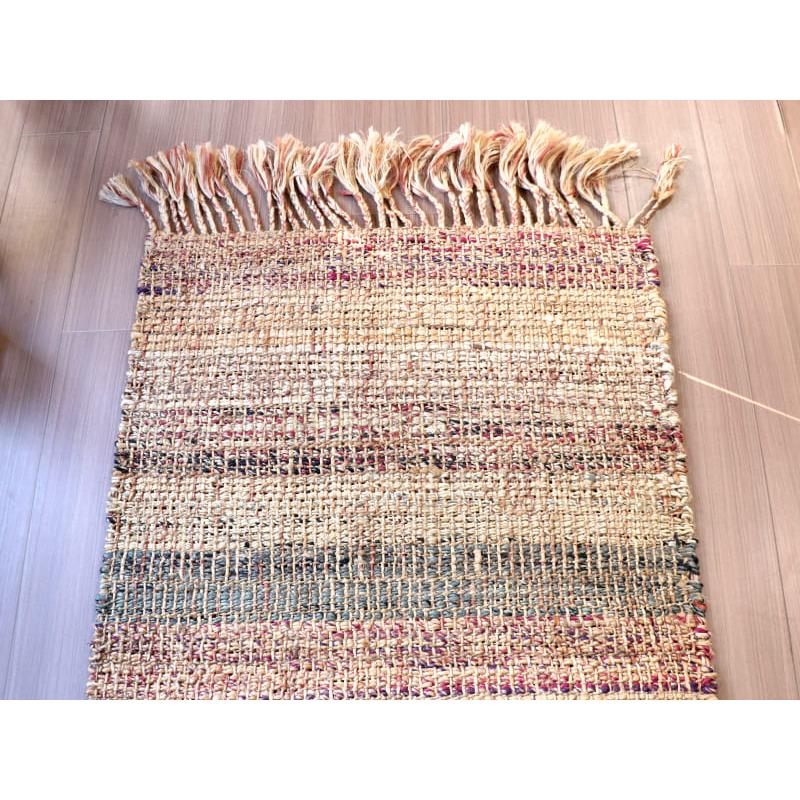 ジュートラグ 手織り　天然繊維　麻　 120x80cm ベージュストライプ | ブランド登録なし | 03