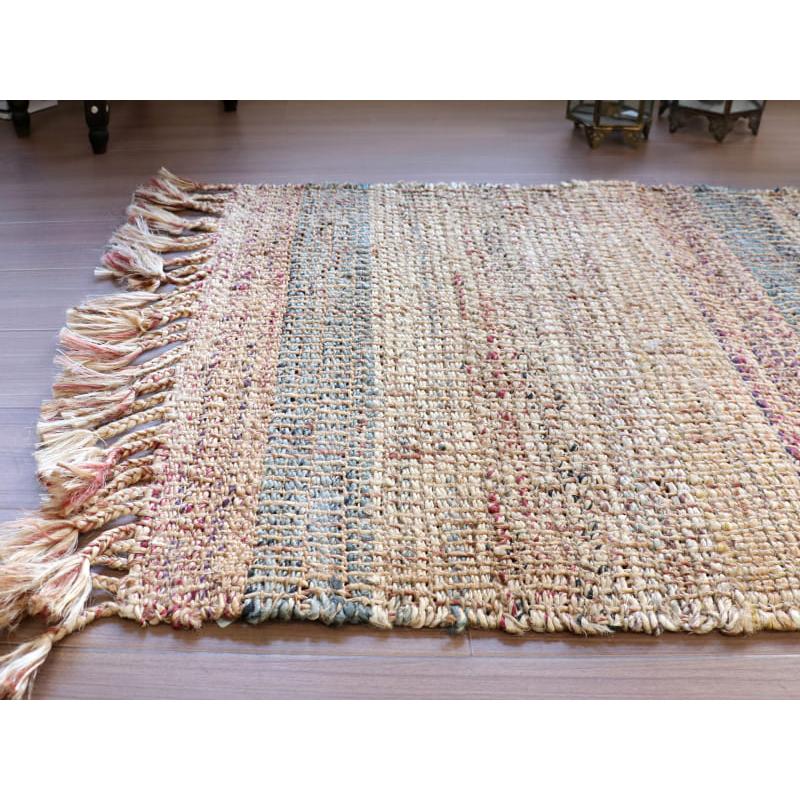 ジュートラグ 手織り　天然繊維　麻　 120x80cm ベージュストライプ | ブランド登録なし | 04