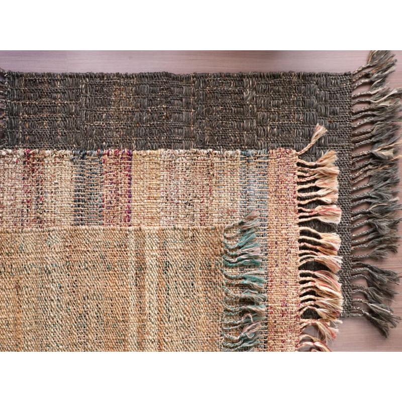 ジュートラグ 手織り　天然繊維　麻　 120x80cm ベージュストライプ | ブランド登録なし | 07