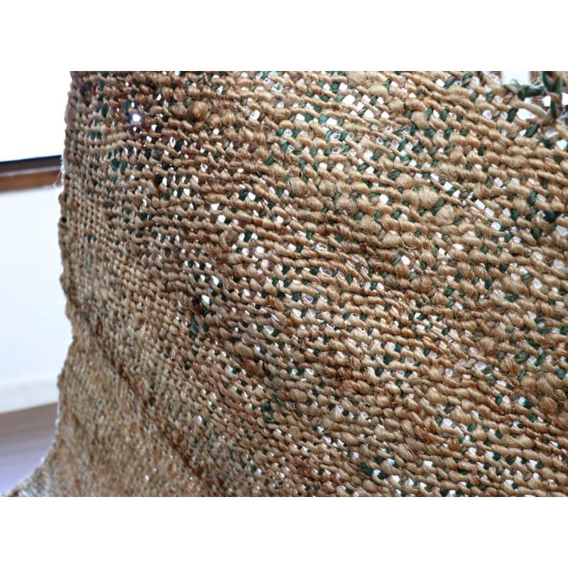 ジュートラグ 手織り　天然繊維　麻　 120x80cm ベージュxグレーｘグリーン | ブランド登録なし | 07