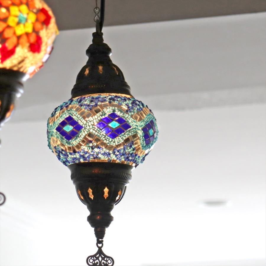 モザイクランプ モザイクランプ トルコランプ 直径13cm 全高69cm ブルー/ひし形