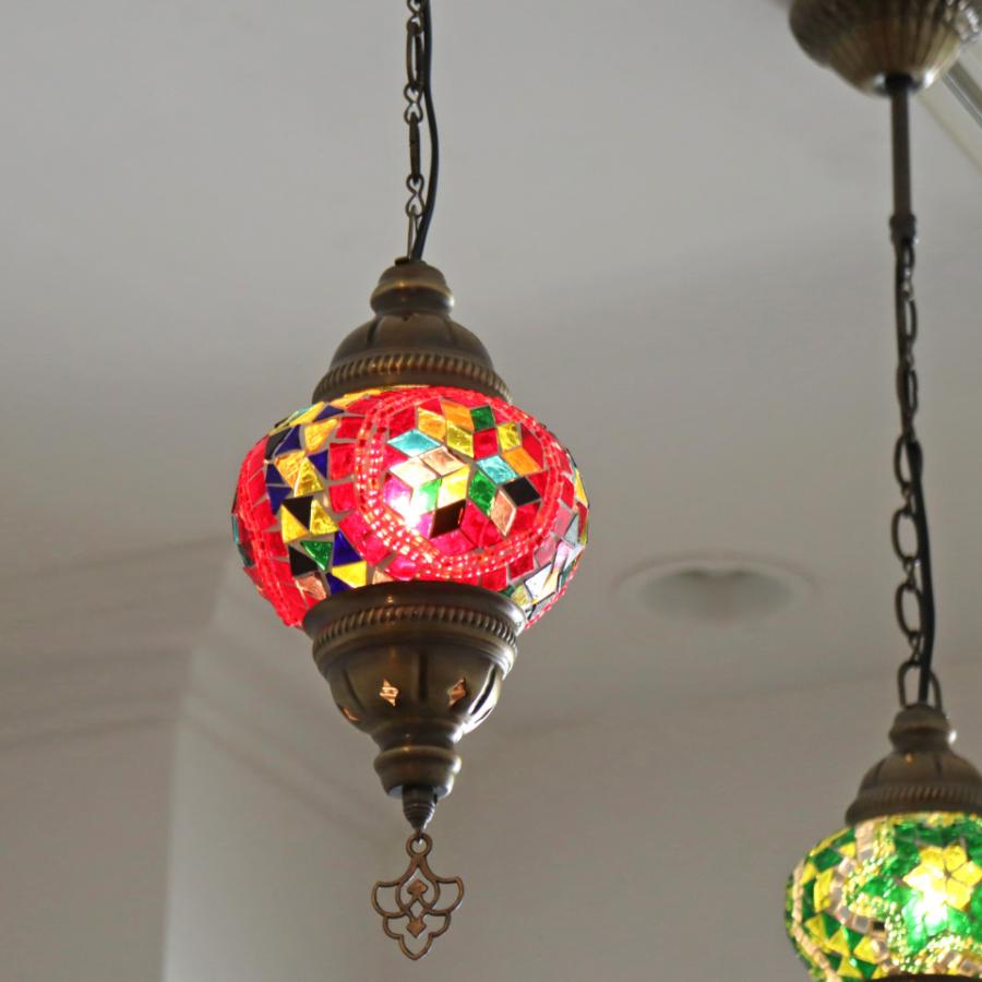 モザイクランプ トルコランプ 直径13cm 全高66cm レッド E17
