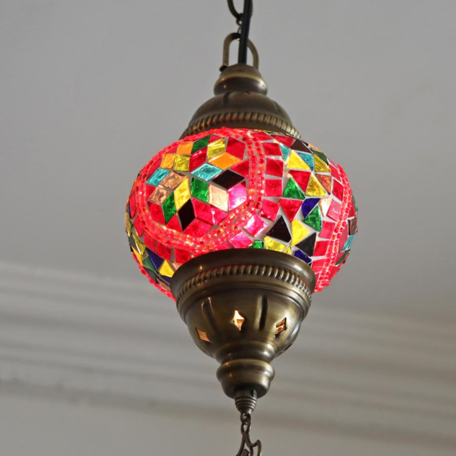 モザイクランプ トルコランプ 直径13cm 全高66cm レッド E17