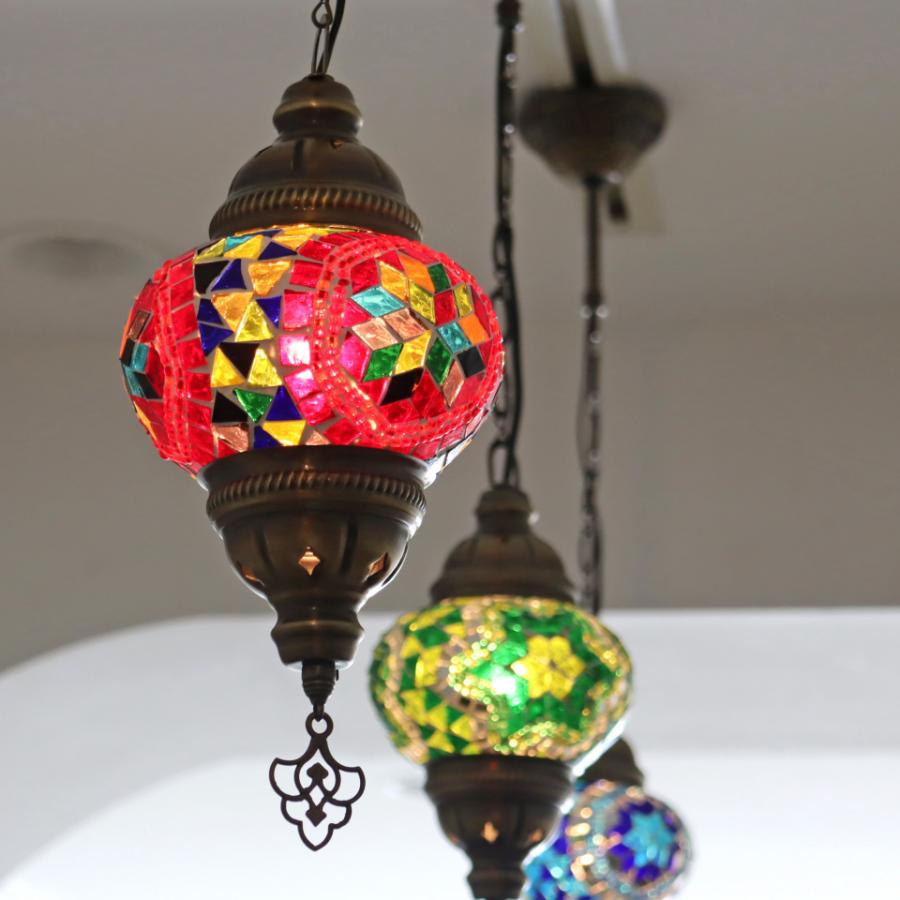 モザイクランプ トルコランプ 直径13cm 全高66cm レッド E17