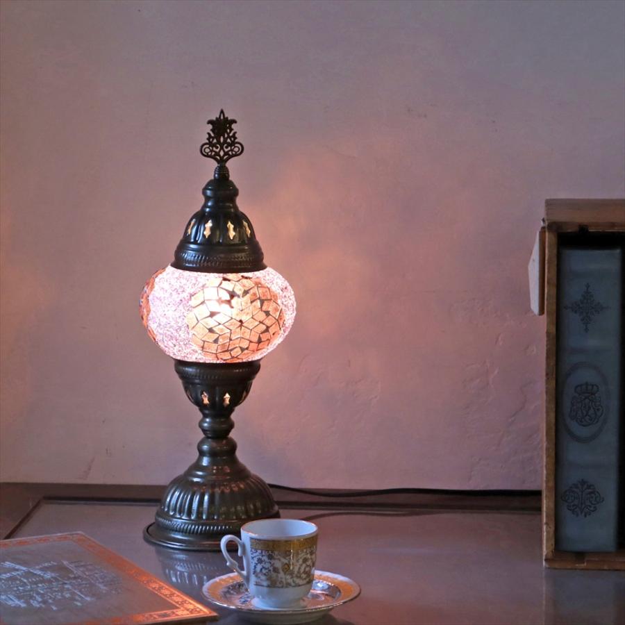 トルコランプ モザイクテーブルランプ 直径13cm 全高36cm ピンク