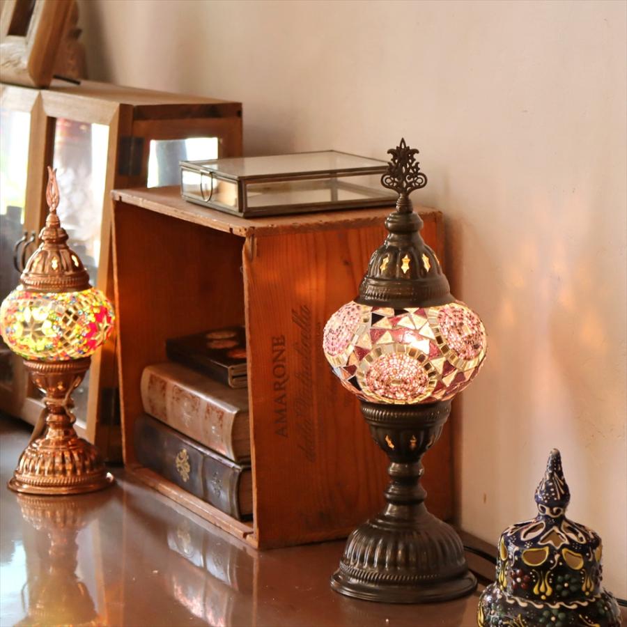 トルコランプ モザイクテーブルランプ 直径13cm 全高36cm パープル E17