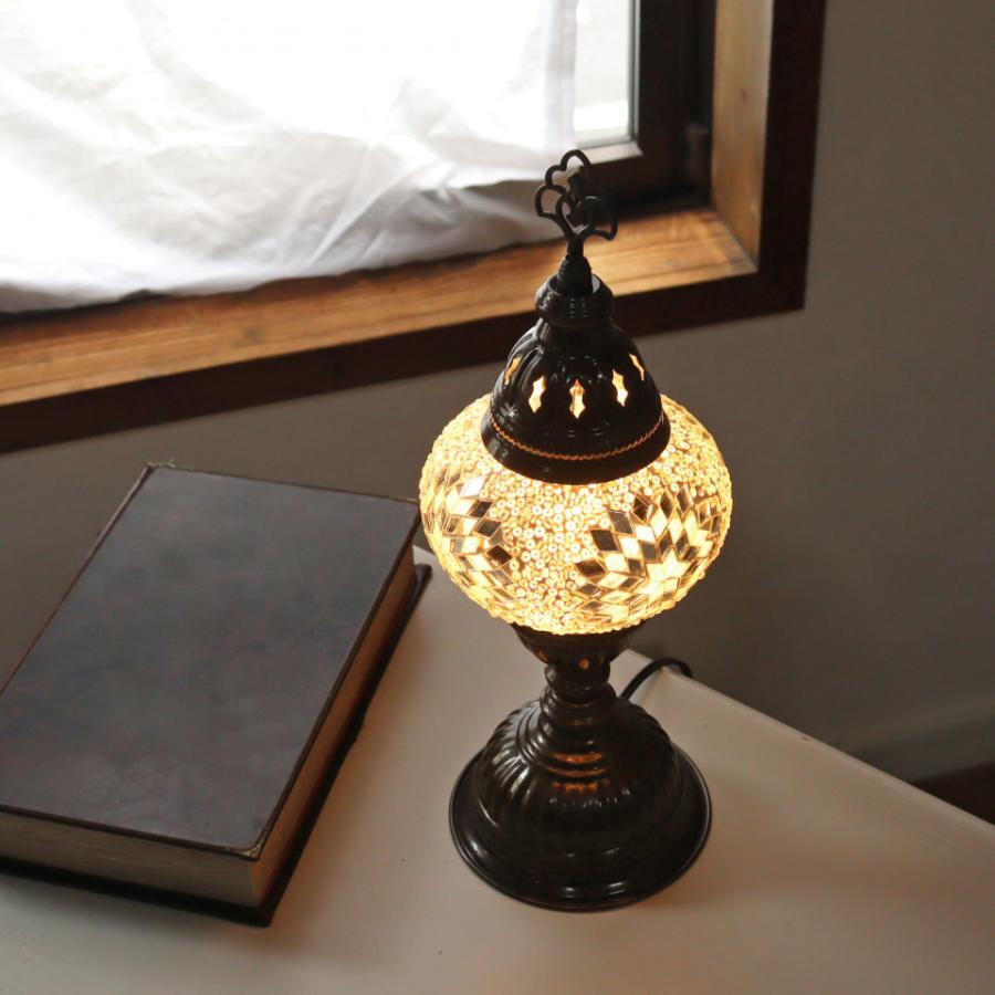 トルコランプ モザイクテーブルランプ 直径13cm 全高36cm ホワイト