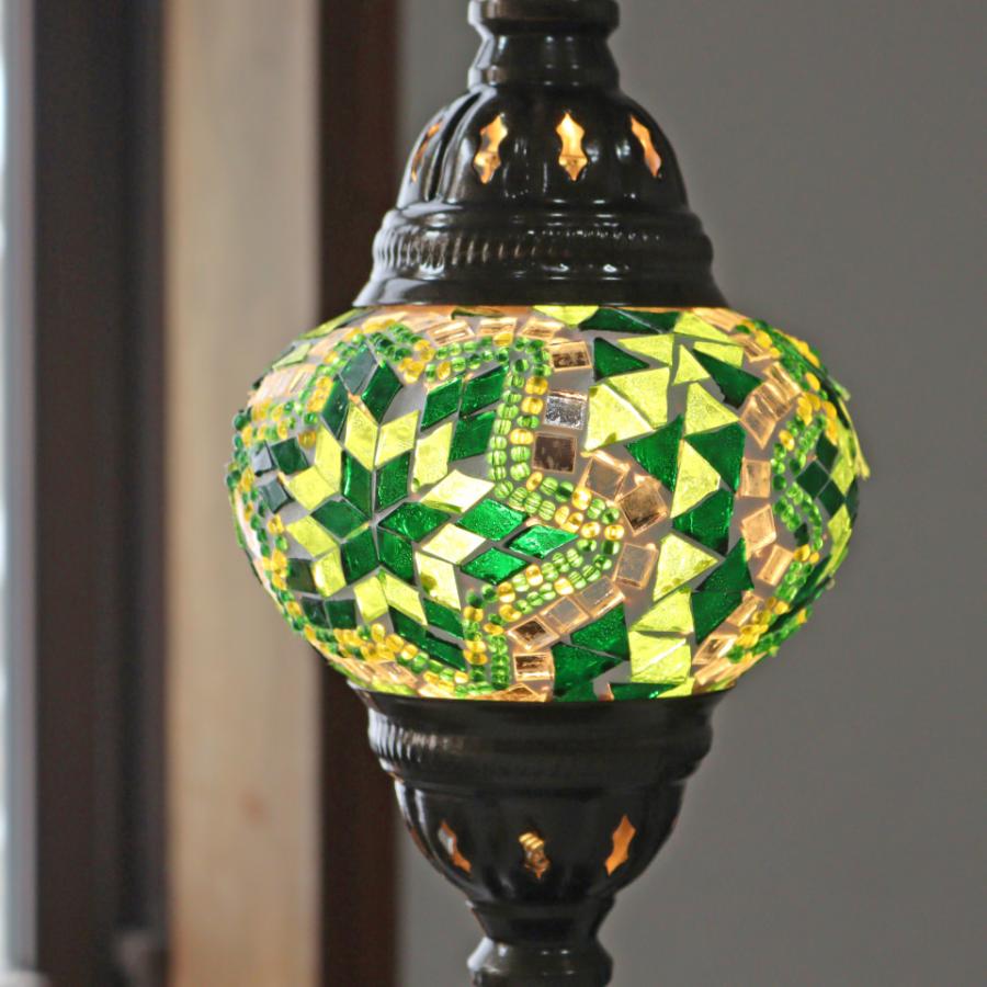 トルコランプ モザイクテーブルランプ 直径13cm 全高36cm グリーン