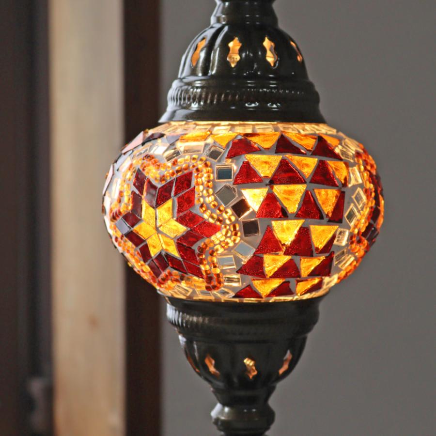 トルコランプ モザイクテーブルランプ 直径13cm 全高36cm アンバー