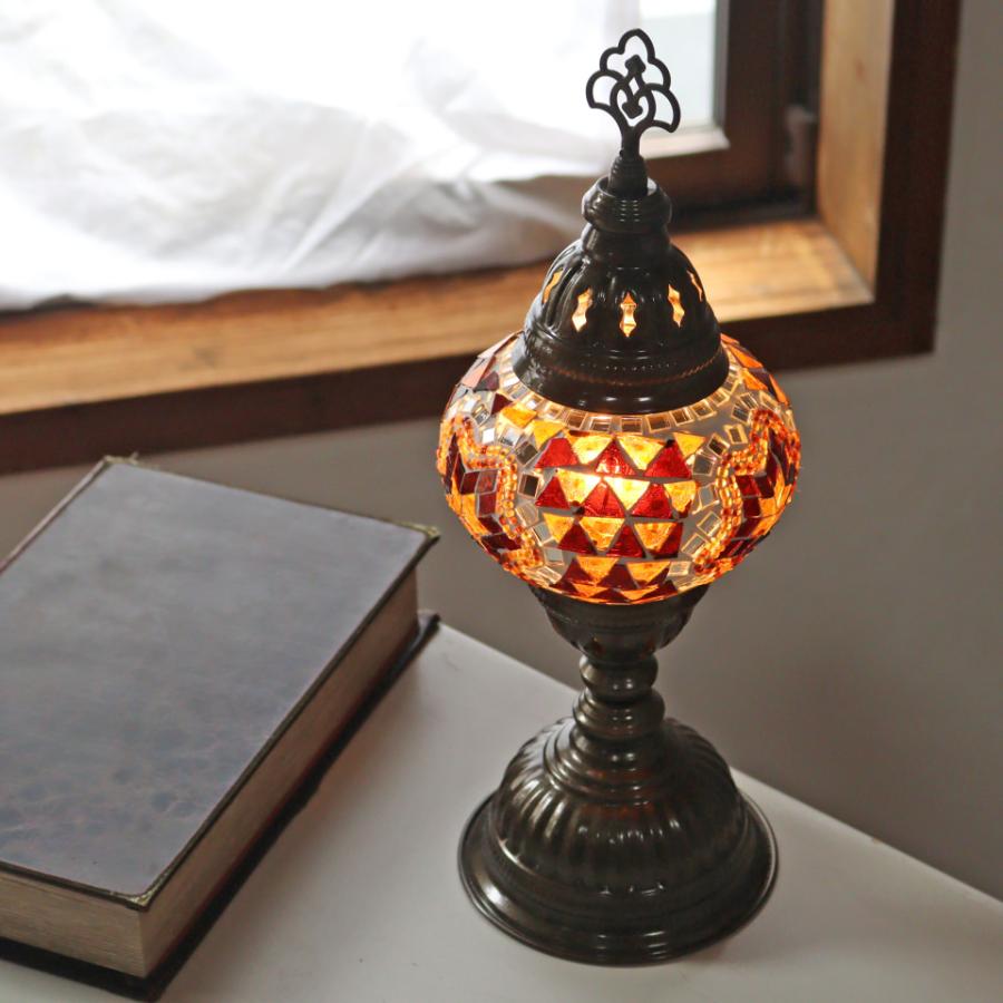 トルコのモザイク テーブルランプ トルコランプ モザイクテーブルランプ 直径13cm 全高36cm アンバー