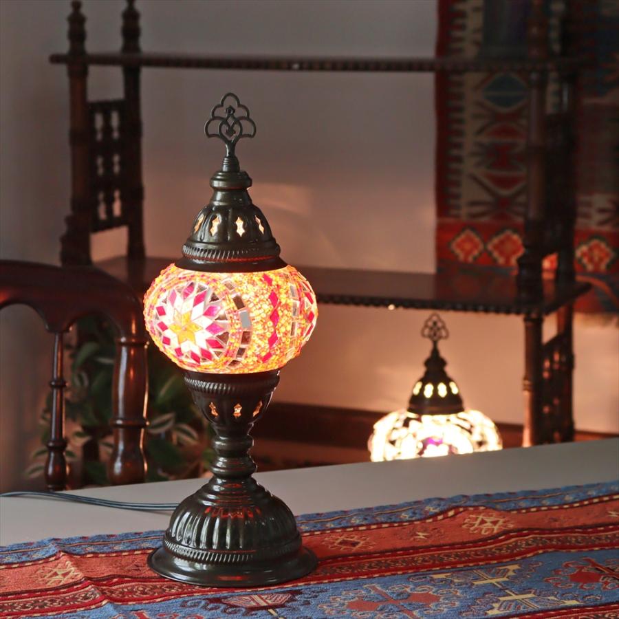トルコランプ モザイクテーブルランプ 直径13cm 全高36cm オレンジ |  | 01