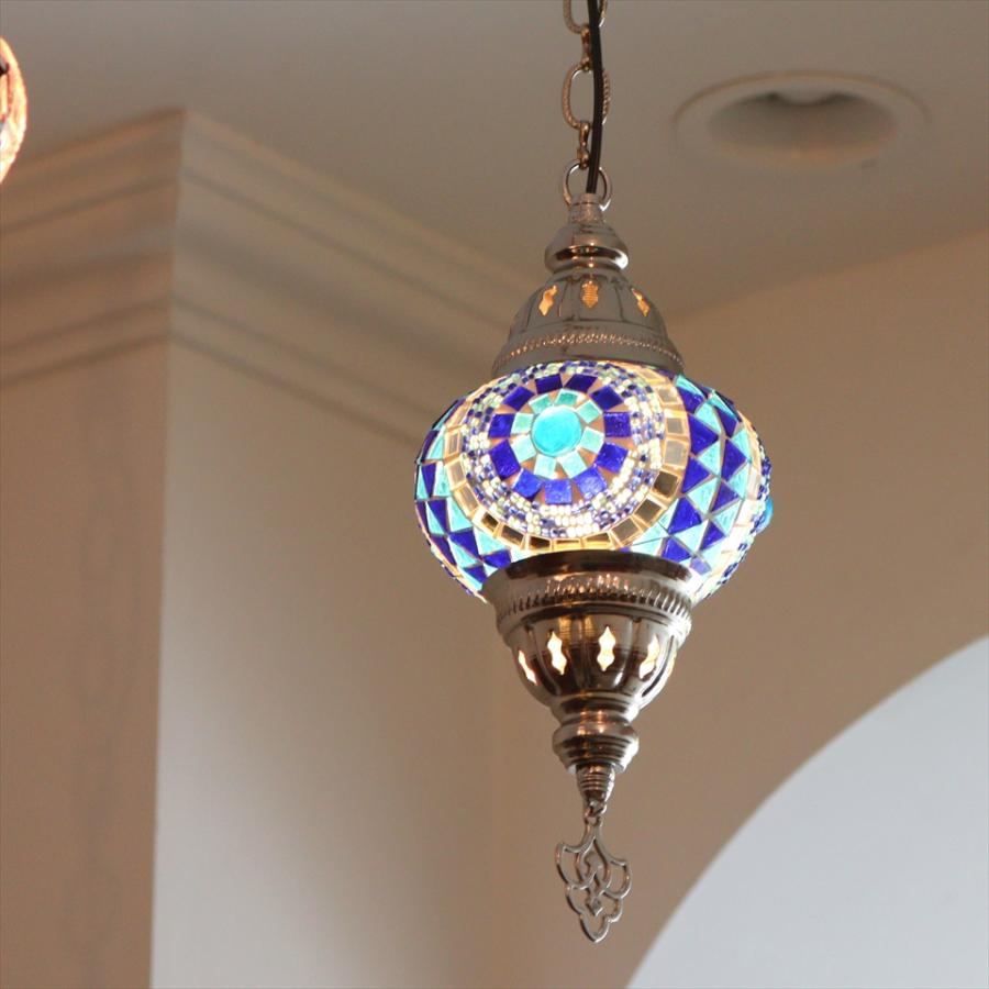 トルコランプ モザイクペンダントランプ 直径13cm 全高67cm ブルー
