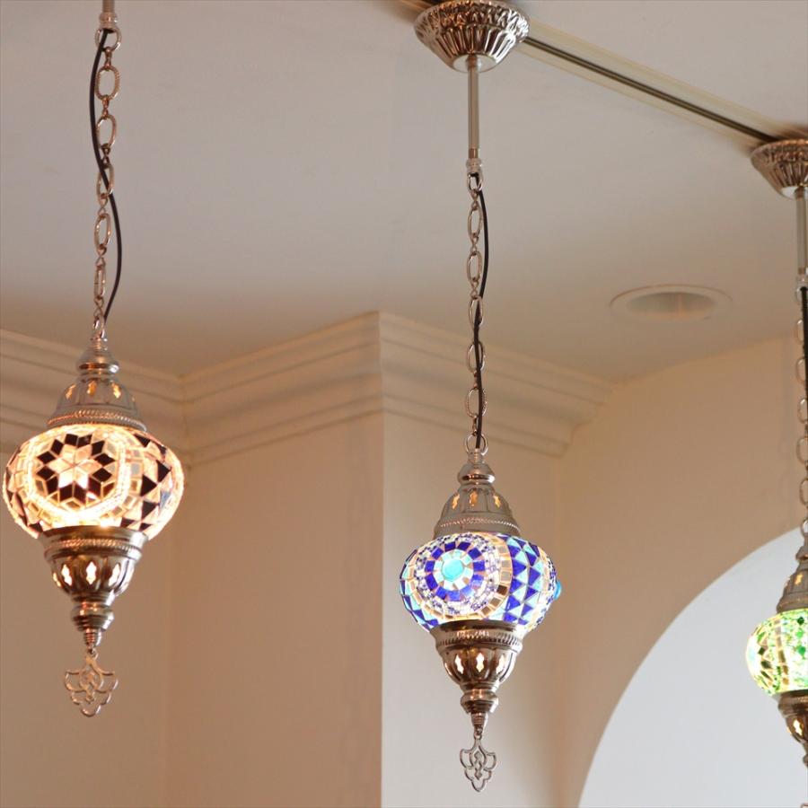 トルコランプ モザイクペンダントランプ 直径13cm 全高67cm ブルー