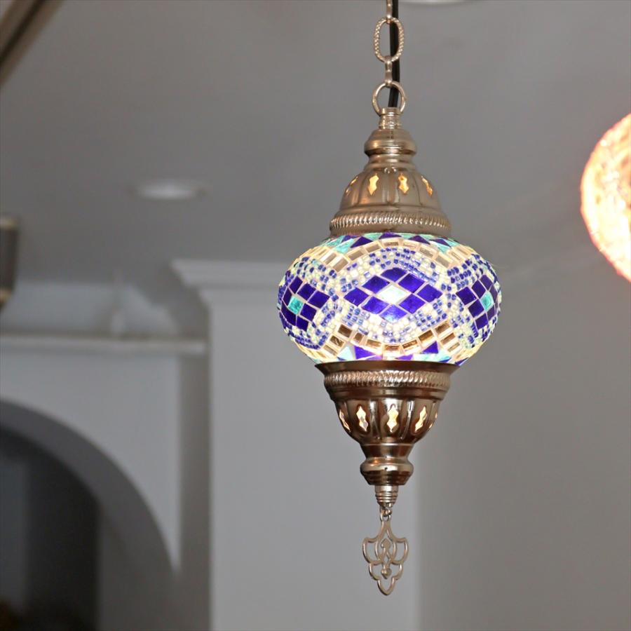 トルコランプ モザイクペンダントランプ 直径13cm 全高67cm ブルー