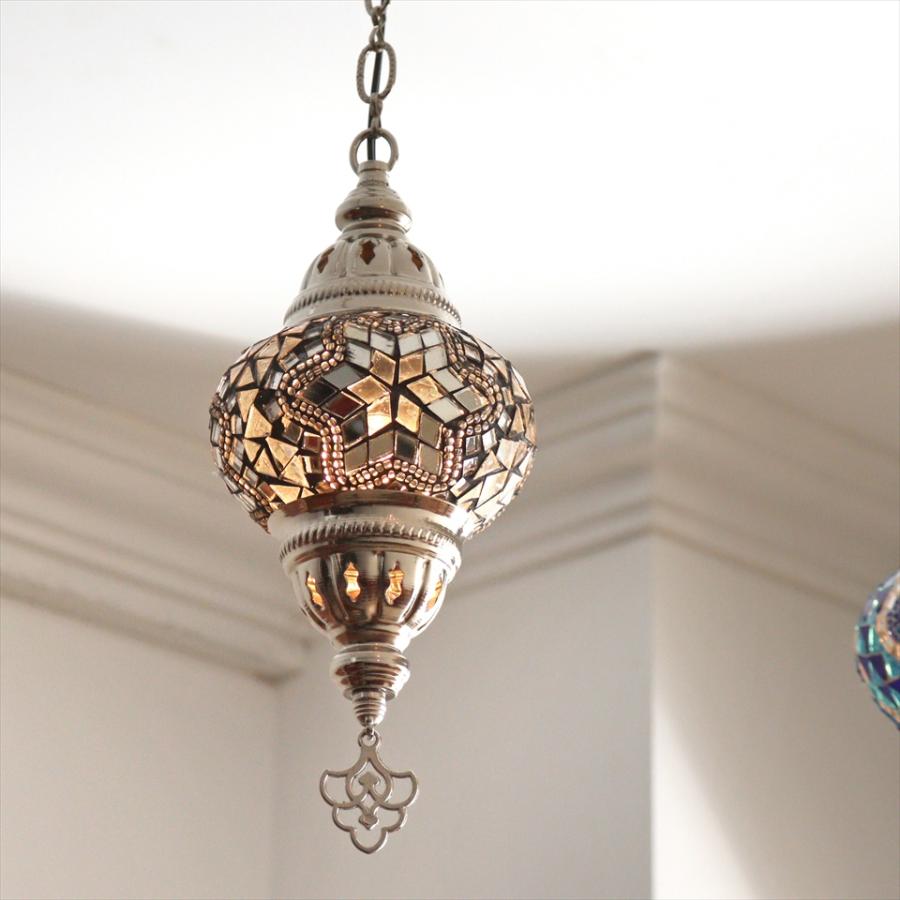トルコランプ モザイクペンダントランプ 直径13cm 全高67cm ホワイト