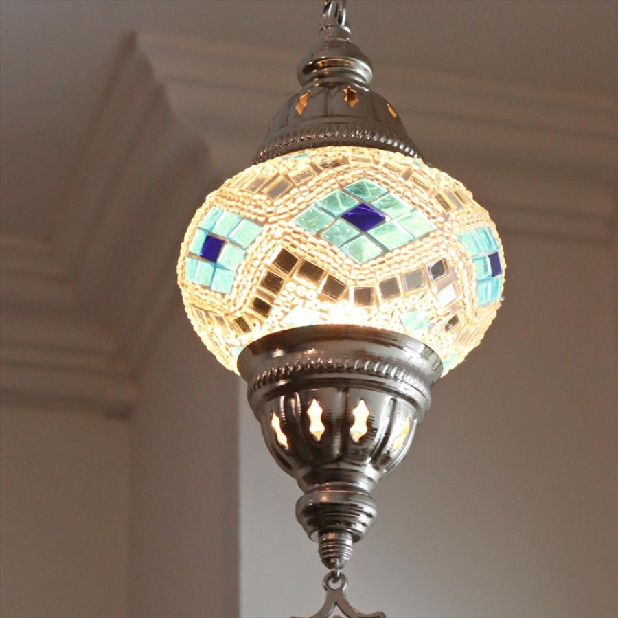 トルコランプ モザイクペンダントランプ 直径13cm 全高67cm ホワイト