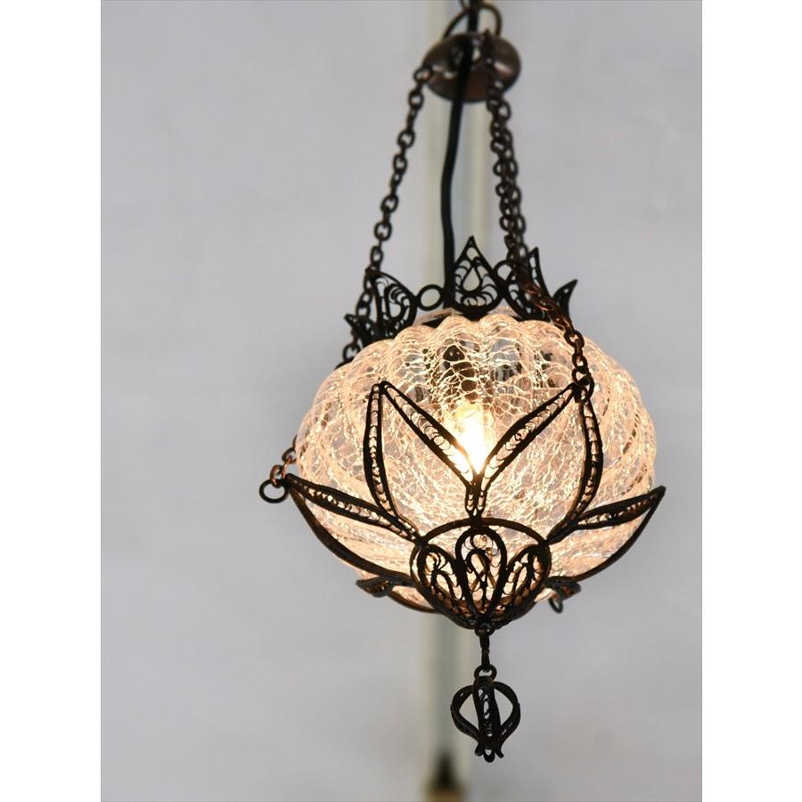 トルコランプテルキャリ細工・クラックガラス・ペンダントランプ