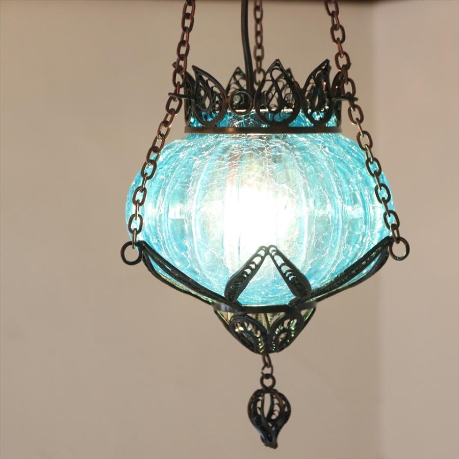 トルコランプテルキャリ細工・クラックガラス・ペンダントライト  