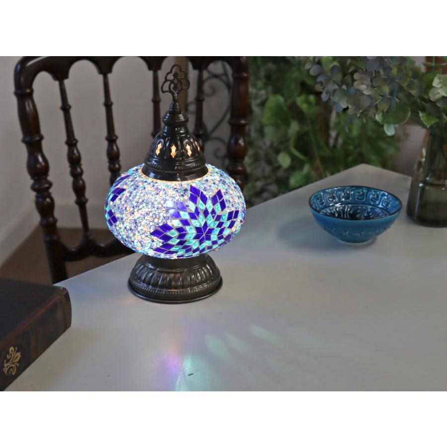 トルコランプ モザイクテーブルランプ 直径16cm 高さ27cm ブルー
