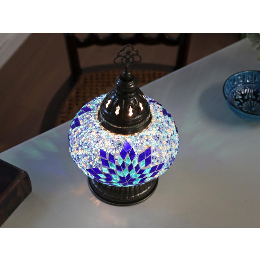 トルコランプ モザイクテーブルランプ 直径16cm 高さ27cm ブルー
