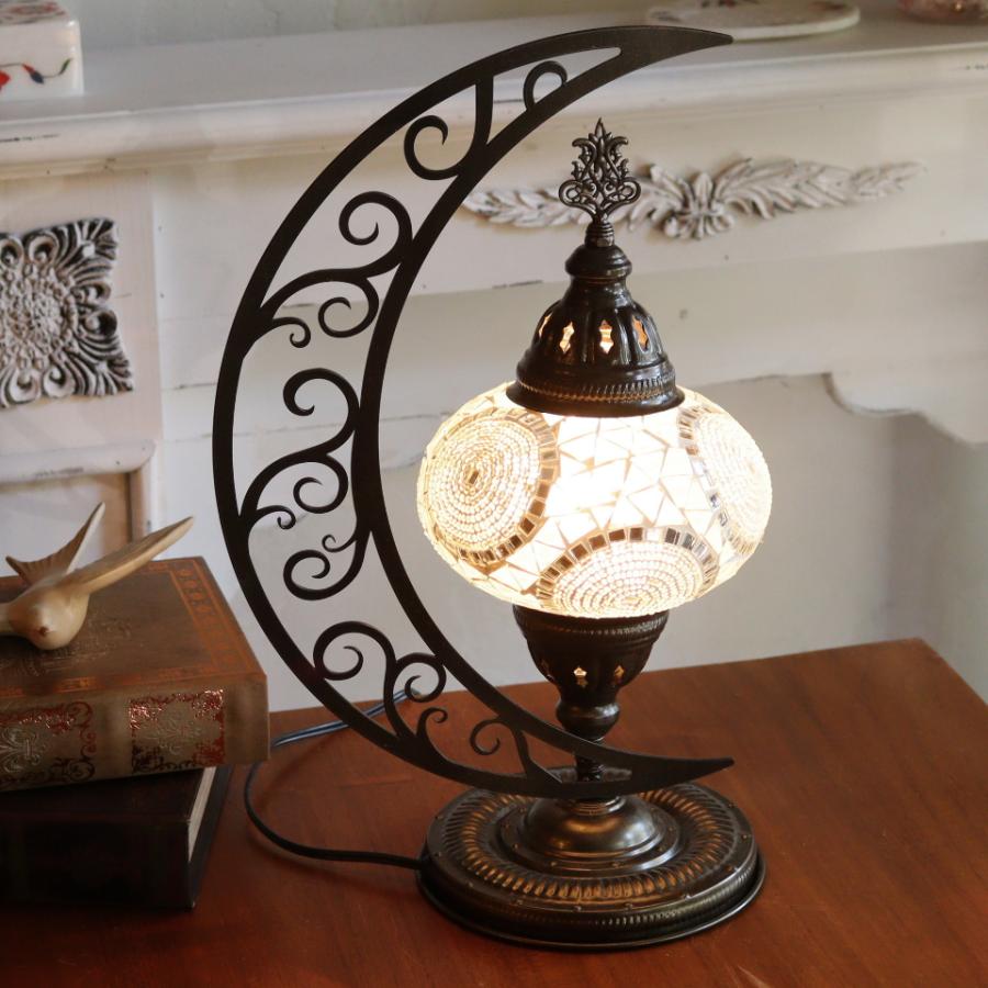 トルコランプ モザイクテーブルランプ クレッセントムーン 全高43cm