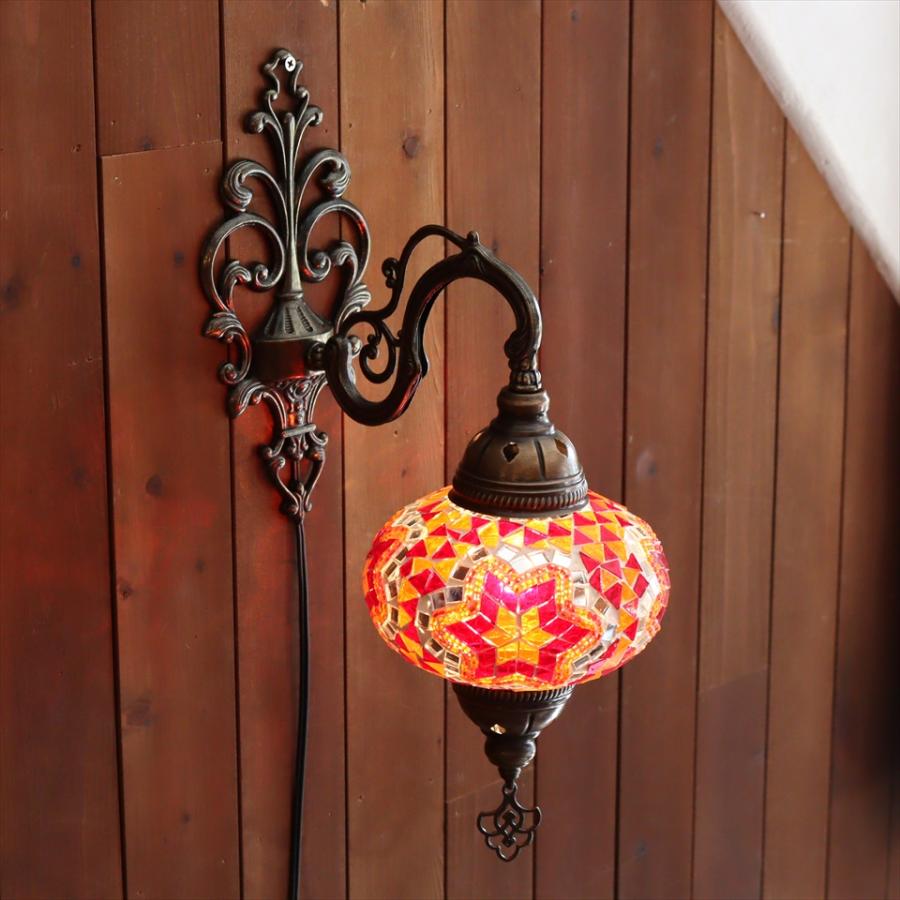 トルコランプ モザイクランプ ウォールランプ 全高50cm オレンジ