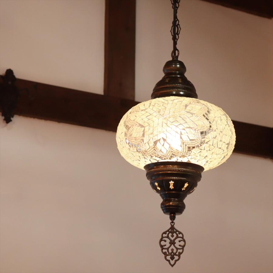 トルコ モザイクペンダントランプ 直径24cm 全高83cm ホワイト トルコランプ モザイクランプ | ブランド登録なし