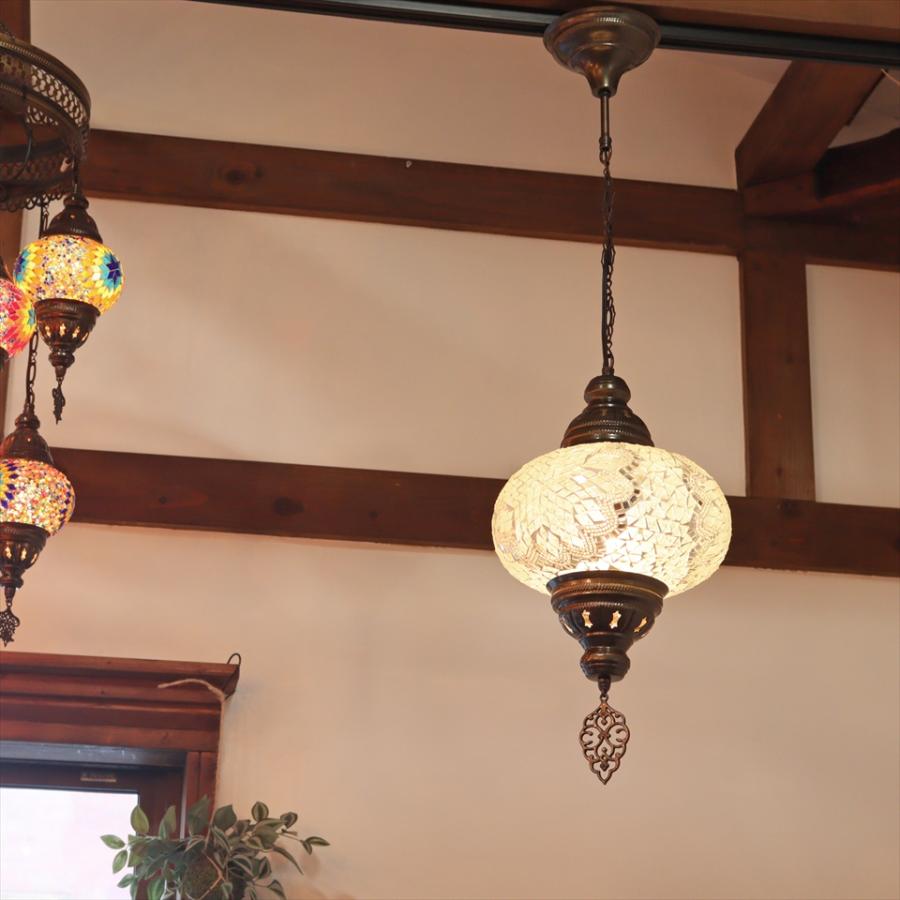 トルコ モザイクペンダントランプ 直径24cm 全高83cm ホワイト トルコランプ モザイクランプ | ブランド登録なし | 01
