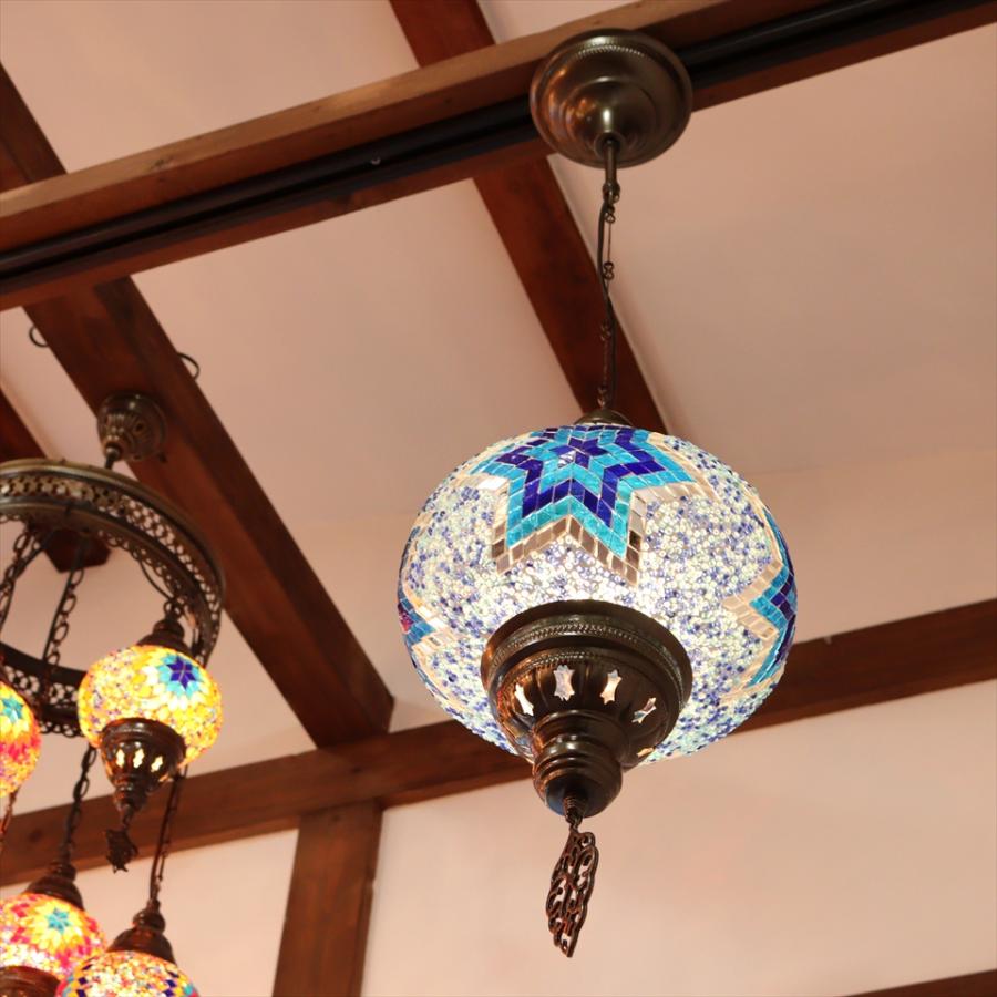 トルコ モザイクペンダントランプ 直径24cm 全高83cm ブルー トルコ