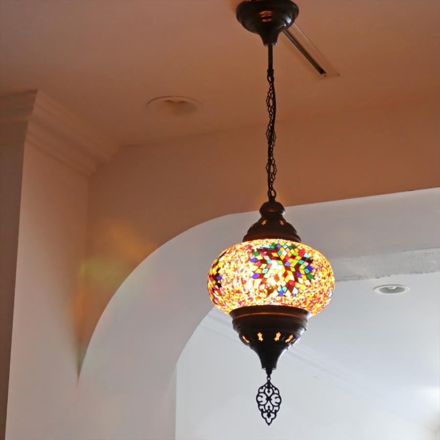 トルコ モザイクペンダントランプ 直径24cm 全高85cm ミックスカラー ペンダントライト |  | 01