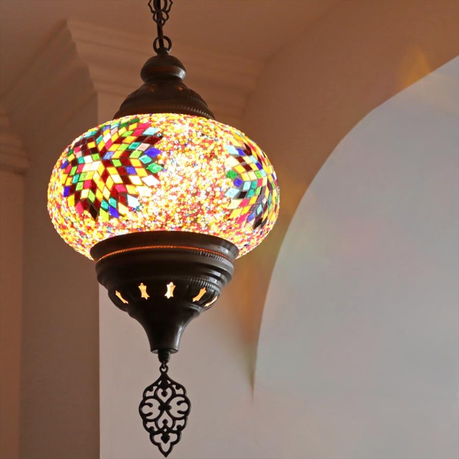 トルコ モザイクペンダントランプ 直径24cm 全高85cm ミックスカラー ペンダントライト |  | 02
