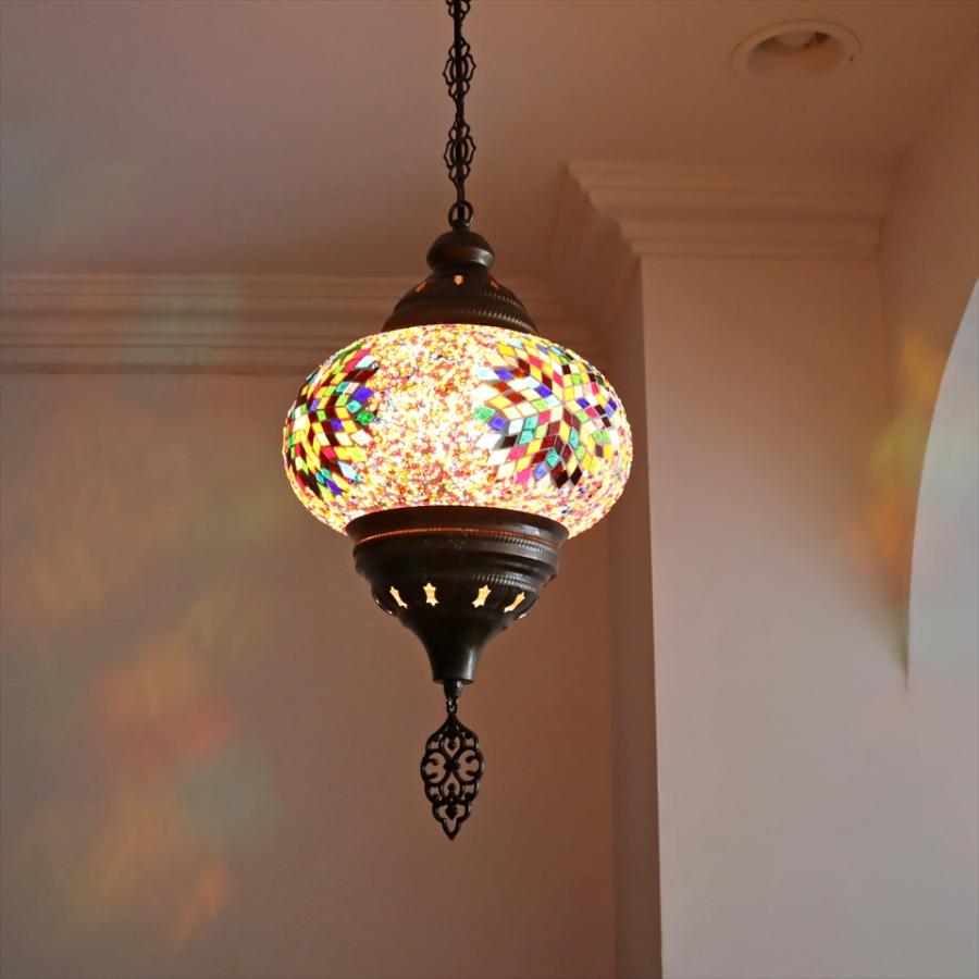 トルコ モザイクペンダントランプ 直径24cm 全高85cm ミックスカラー ペンダントライト |  | 04
