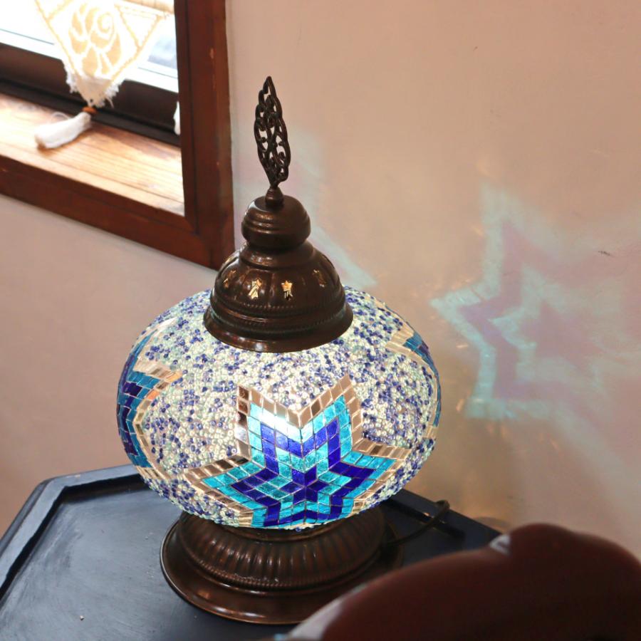 トルコランプ モザイクランプ テーブルランプ 全高39cm 直径24cm ブルー | ブランド登録なし | 02