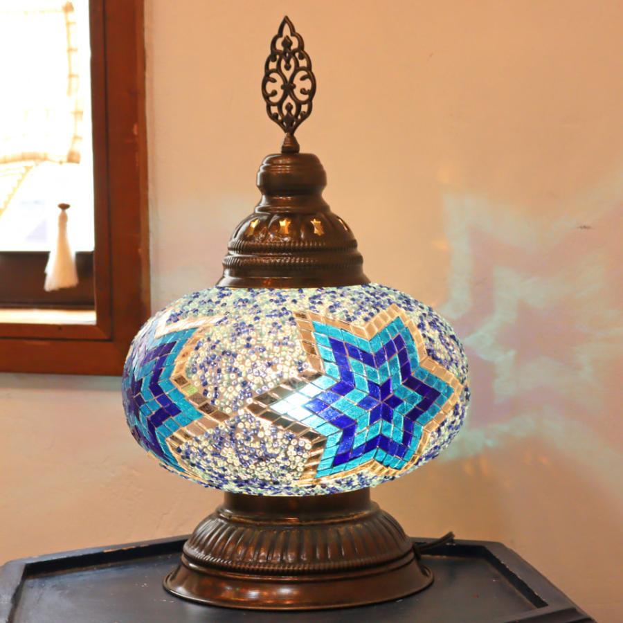 トルコランプ モザイクランプ テーブルランプ 全高39cm 直径24cm ブルー | ブランド登録なし | 03