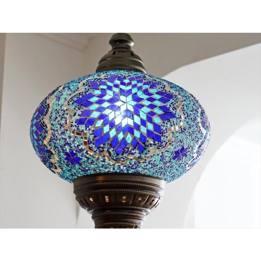 モロッコランプ 青と白のモザイク ペンダントライト トルコランプ