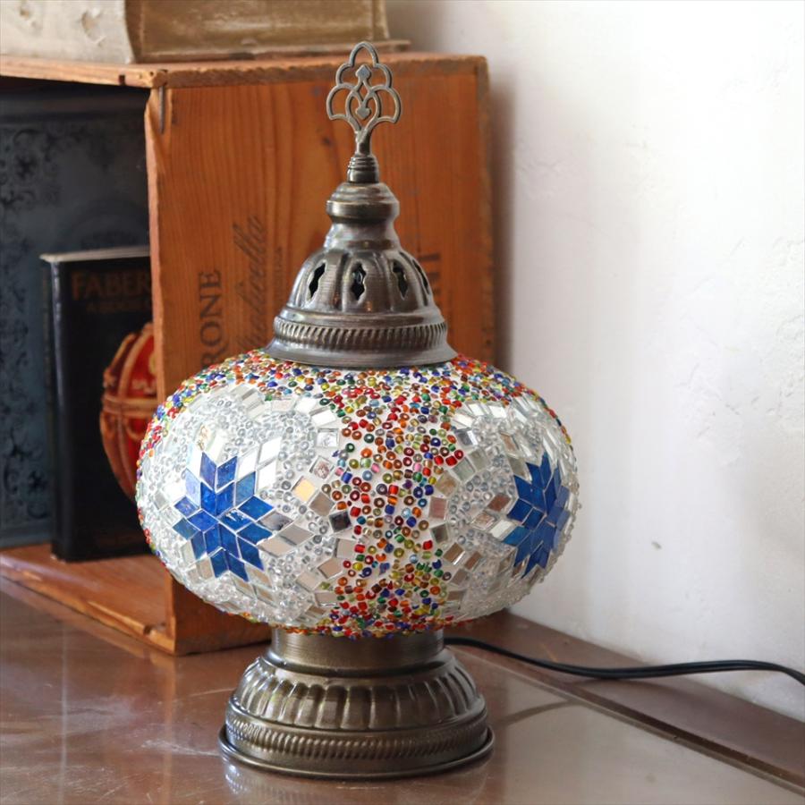 トルコランプ モザイクテーブルランプ 大きめのガラス 直径18cm