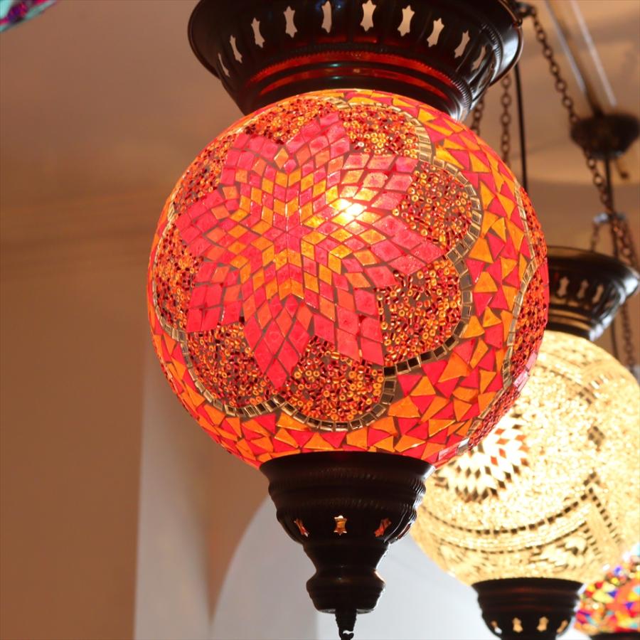 トルコランプ モザイクランプ 全高92cm 直径25cm ボール型 オレンジ