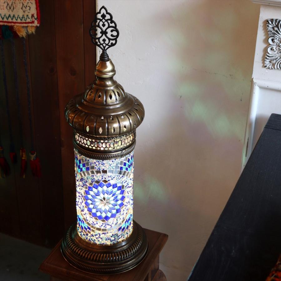 トルコランプ モザイクスタンドランプ シリンダー 全高60cm ブルー |  | 03