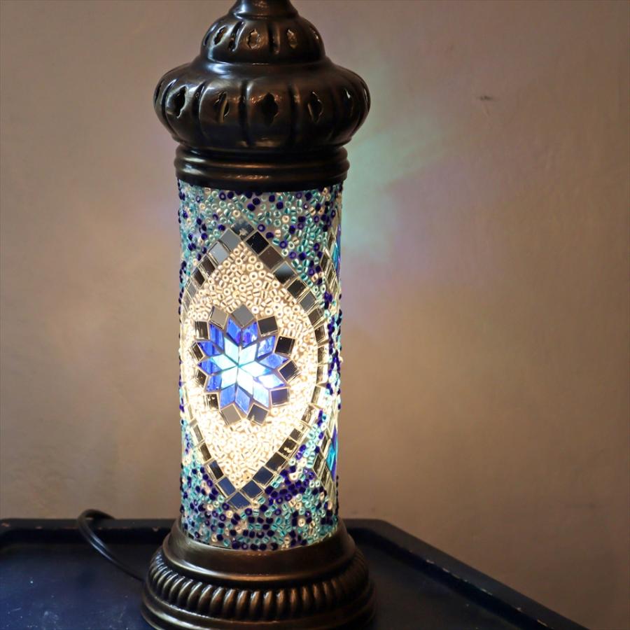 トルコランプ モザイクスタンドランプ シリンダー 全高42cm ブルー |  | 02