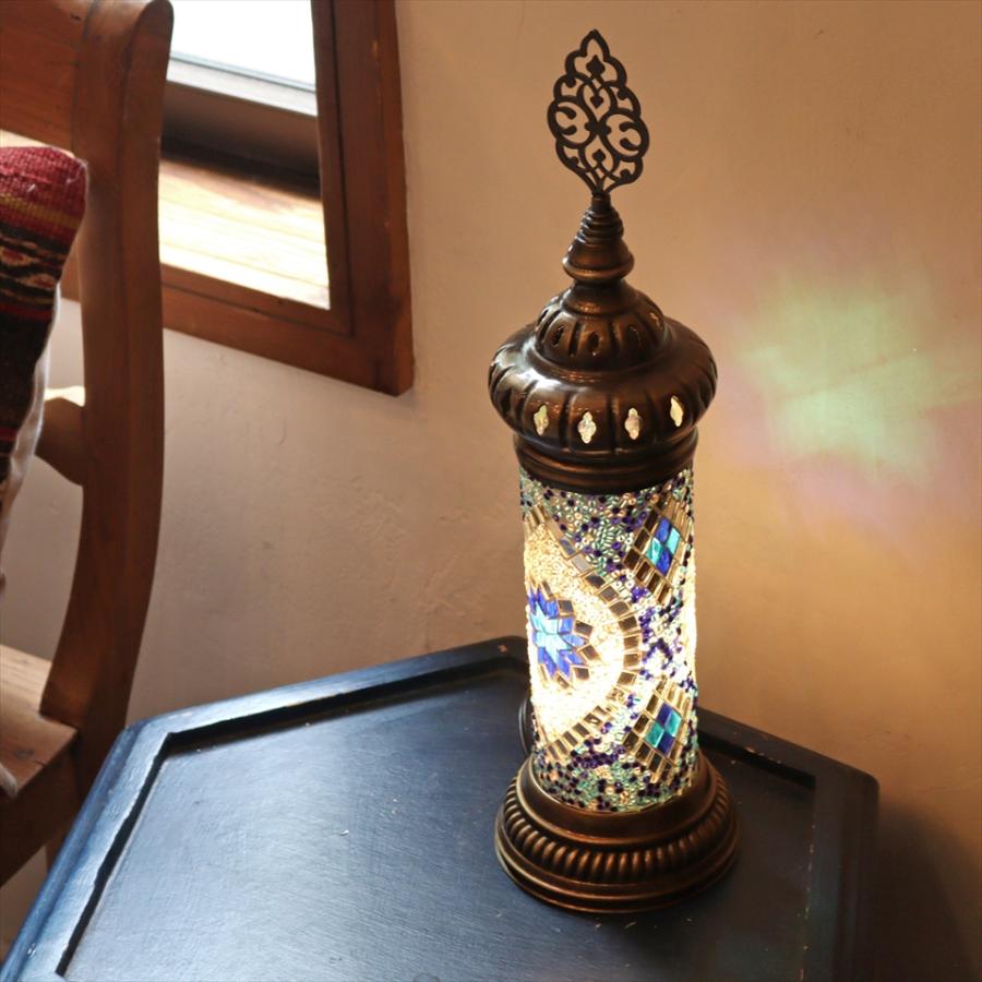 トルコランプ モザイクスタンドランプ シリンダー 全高42cm ブルー |  | 03