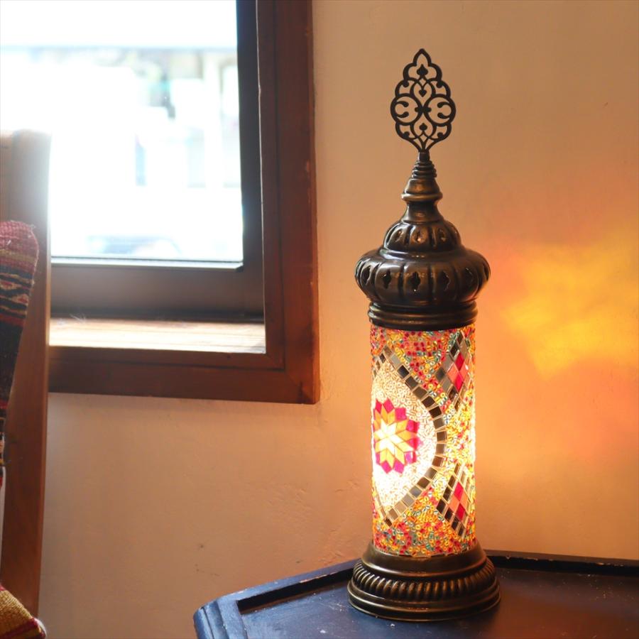 トルコランプ モザイクスタンドランプ シリンダー 全高42cm オレンジ