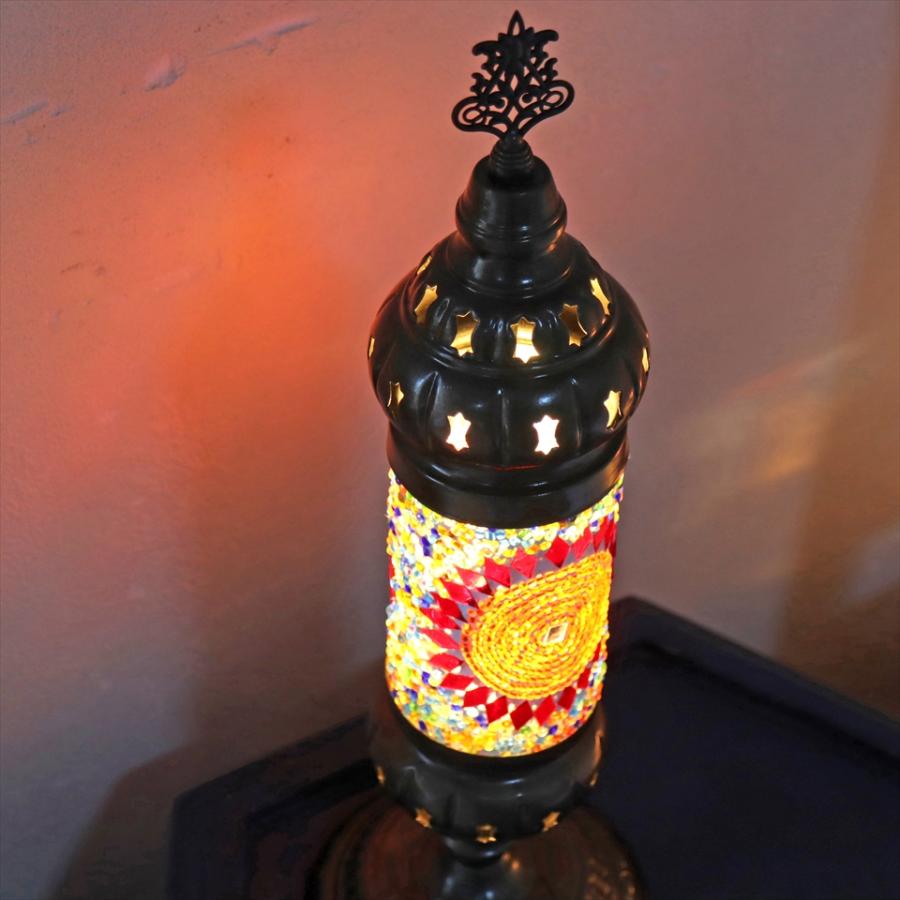 トルコランプ モザイクテーブルランプ シリンダー 電池式 コードレス 全高44cm 直径14cm カラフル  9V角型電池 LED | ブランド登録なし | 03