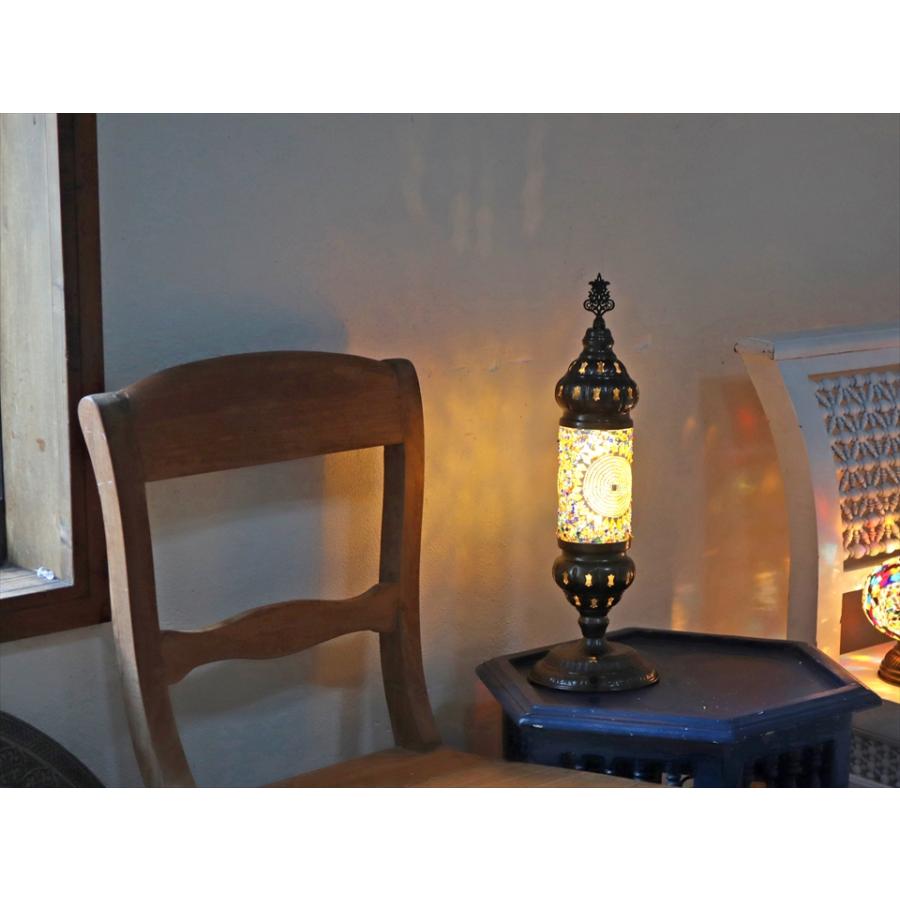 トルコランプ モザイクテーブルランプ シリンダー 電池式 コードレス 全高44cm 直径14cm アンバー 9V角型電池 LED | ブランド登録なし | 01