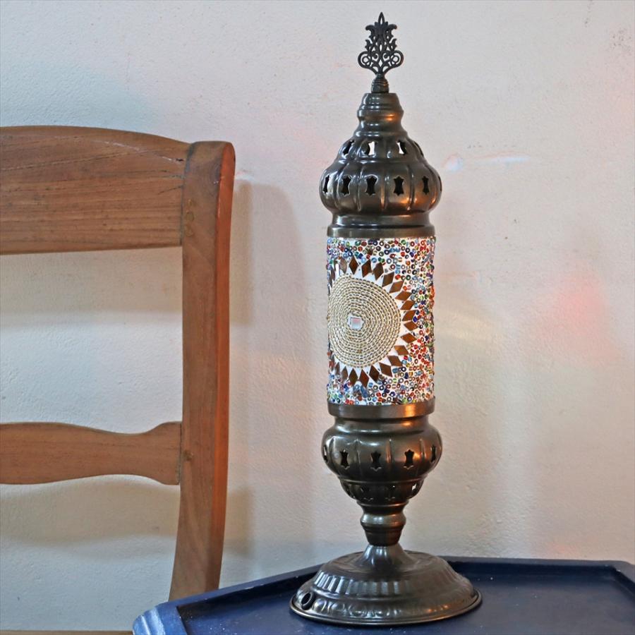 トルコランプ モザイクテーブルランプ シリンダー 電池式 コードレス 全高44cm 直径14cm アンバー 9V角型電池 LED | ブランド登録なし | 04