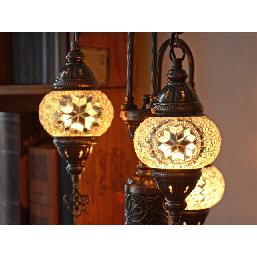 モザイクランプ トルコランプ シャンデリアテーブルランプ 3灯 全高51cm ホワイトフラワー E17/15W | ブランド登録なし | 02