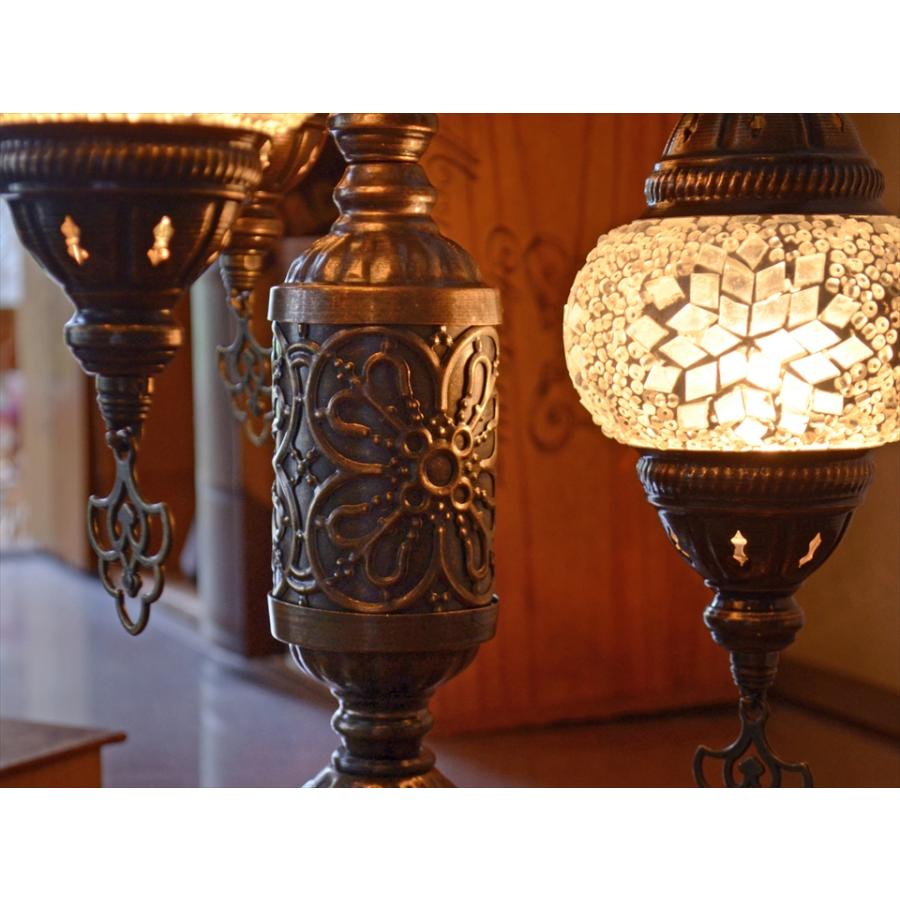 モザイクランプ トルコランプ シャンデリアテーブルランプ 3灯 全高51cm ホワイトフラワー E17/15W | ブランド登録なし | 04